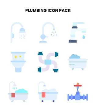 Plumbing Flat Collection Icons Pack Ilustración de archivo