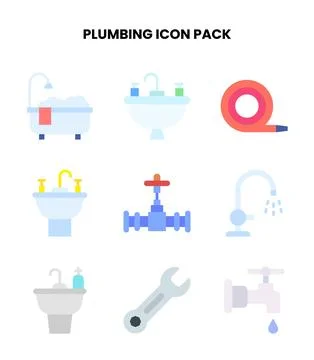 Plumbing Flat Graphics Icons Pack Illustrazione stock