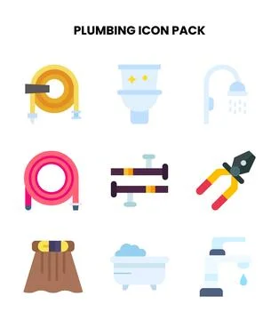 Plumbing Flat Scalable Icons Pack Stock Illustration