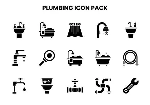 Plumbing Glyph Graphics Icons Pack Stock-Illustration