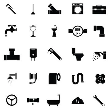Plumbing icon set Stock Illustration