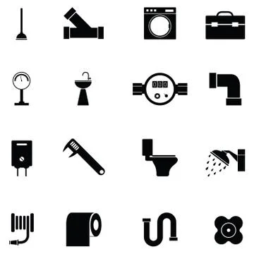 Plumbing icon set Stock Illustration