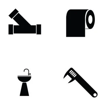 Plumbing icon set Stock Illustration