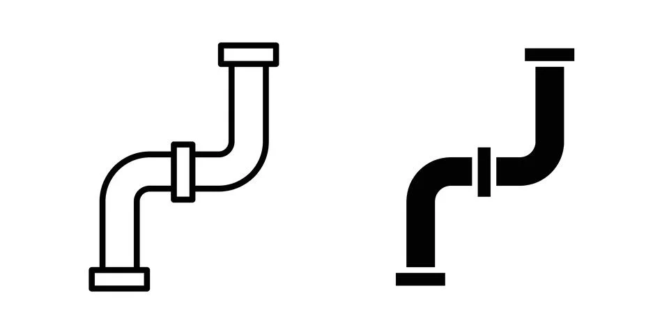 Plumbing icon vector concepts, line and silhouette style Stock Illustration