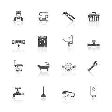 Plumbing icons set Stock Illustration