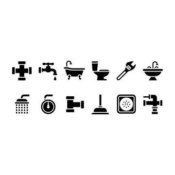 Plumbing Icons Vector Set Stock Illustration
