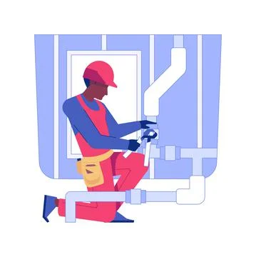 Plumbing installation isolated concept vector illustration. Stock Illustration