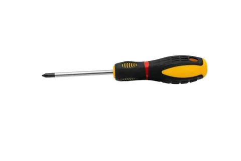 Plumbing installation tool with rubberized handle of the screwdriver. Stock Photos