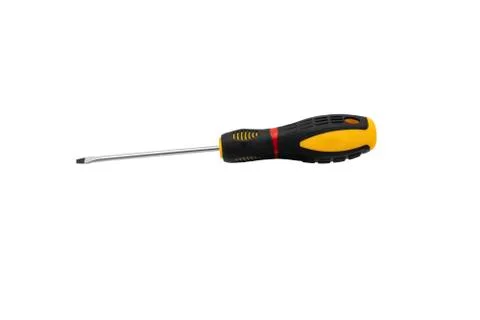 Plumbing installation tool with rubberized handle of the screwdriver. Stock Photos