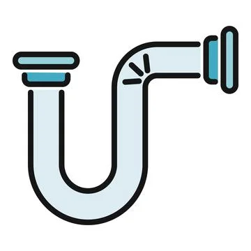 Plumbing p trap pipe icon representing maintenance and repair Stock Illustration