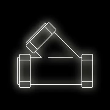 Plumbing pipe connection with drain check valve neon icon Stock Illustration