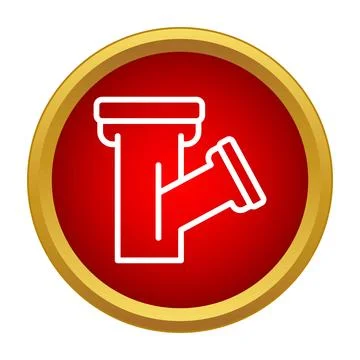 Plumbing pipe connection fitting icon for drainage system Stock Illustration