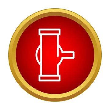 Plumbing pipe connection system fitting icon in red circle Stock Illustration