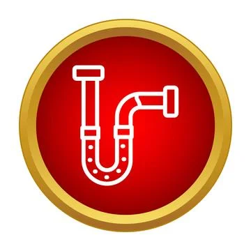 Plumbing pipe u bend trap line art icon Stock Illustration