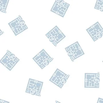 Plumbing plan interior design glyph seamless pattern Stock Illustration