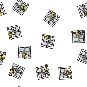 Plumbing plan interior design vector seamless pattern Illustrazione stock