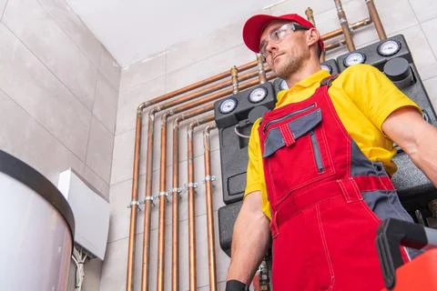 Plumbing Service Worker Foto stock