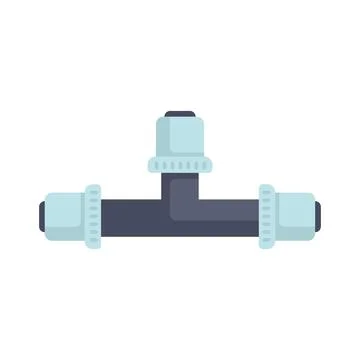 Plumbing system element connecting three pipes with threaded fitting Stock Illustration