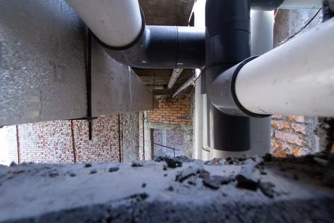 Plumbing system under construction Stock Photos