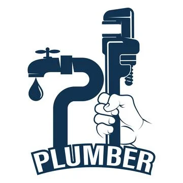 Plumbing tool in hand symbol Ilustração Stock