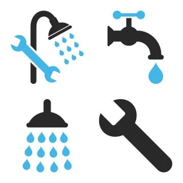 Plumbing Tools Flat Vector Icons Stock Illustration