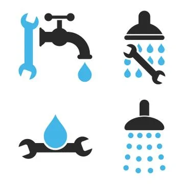 Plumbing Tools Flat Vector Icons Stock Illustration