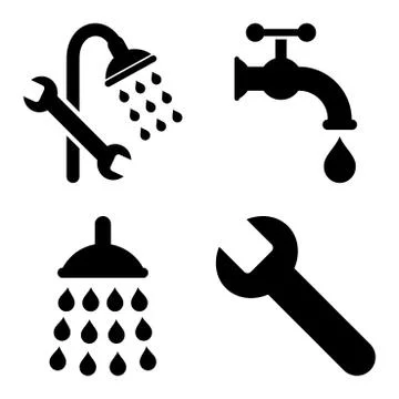 Plumbing Tools Flat Vector Icons Stock Illustration