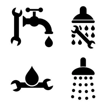 Plumbing Tools Flat Vector Icons Stock Illustration