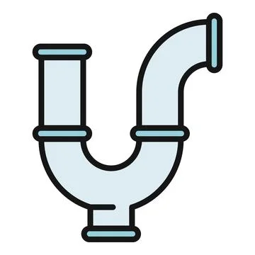 Plumbing u bend pipe drain system icon Stock Illustration