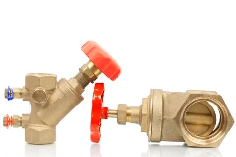 Plumbing valves on a white background Stock Photos