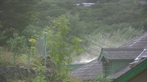 Plume of engine steam and smoke at the Snowden mountain railway Stock Footage 12614846