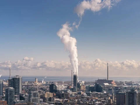 Plumes of Smoke Construction and Development in Toronto Stock Footage 84860534