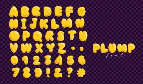 Plump balloon font design, rounded thick alphabet letters and numbers vector Stock Illustration