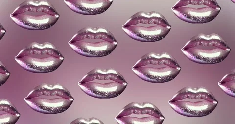 Plump female lips of silver-violet color on a purple bg Pattern Animation Stock Footage 232343473