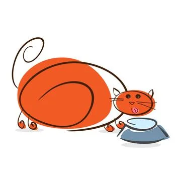 Plump red cat drinking milk. Illustration Plump red cat drinking milk. Ill... Fotos de archivo