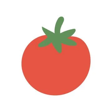 Plump red tomato with leafy top, ideal for recipe blogs, summer produce themes Stock Illustration