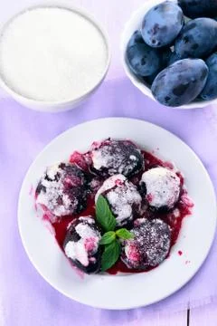 Plums glazed with sugar Stock Photos