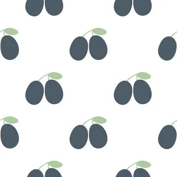 Plums hand drawn seamless pattern vector illustration Stock Illustration