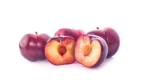 Plums isolated on white background Stock Photos