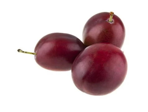 Plums isolated on white background Stock Photos