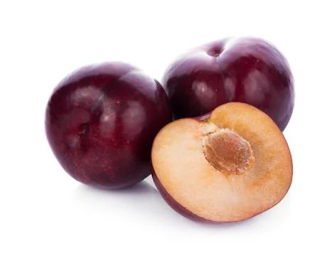 Plums isolated on white background Foto stock