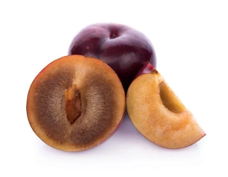 Plums isolated on white background Fotos Stock