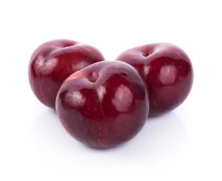 Plums isolated on white background Fotos Stock