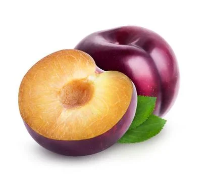 Plums isolated on white Stock Photos