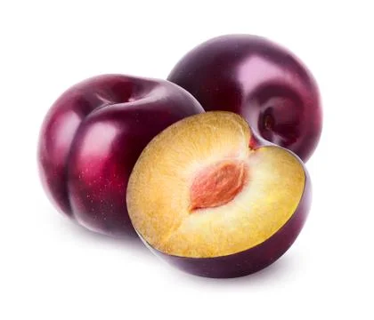 Plums isolated on white Stock Photos