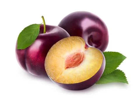Plums isolated on white Stock Photos