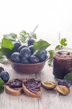 Plums with jam Foto stock