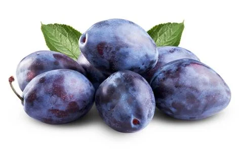 Plums with leaf Stock Photos