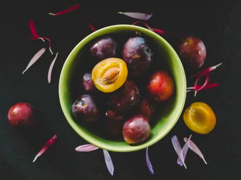 Plums In Plate Stock Photos