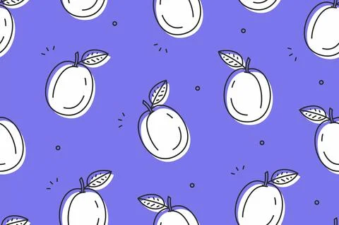 Plums seamless pattern Stock Illustration